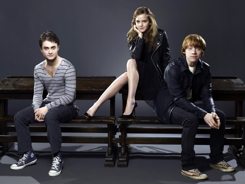 Rupert Grint Emma Watson e Daniel Radcliffe in una foto promo per Harry 