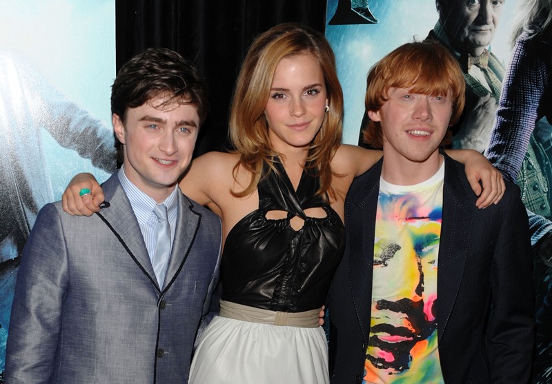 Daniel Radcliffe Emma Watson e Rupert Grint durante la premiere di Harry