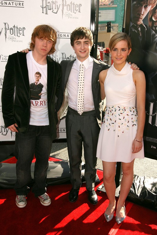 Rupert Grint Daniel Radcliffe e Emma Watson alla premiere del film Harry 