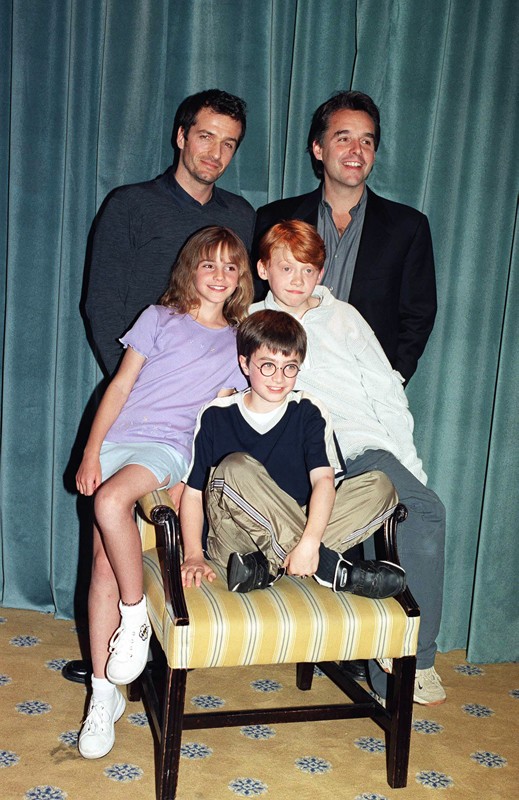 Il regista Chris Columbus con Daniel Radcliffe Emma Watson Rupert Grint e